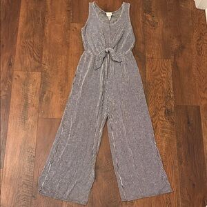 Caution To The Wind Black and White Striped Jumpsuit